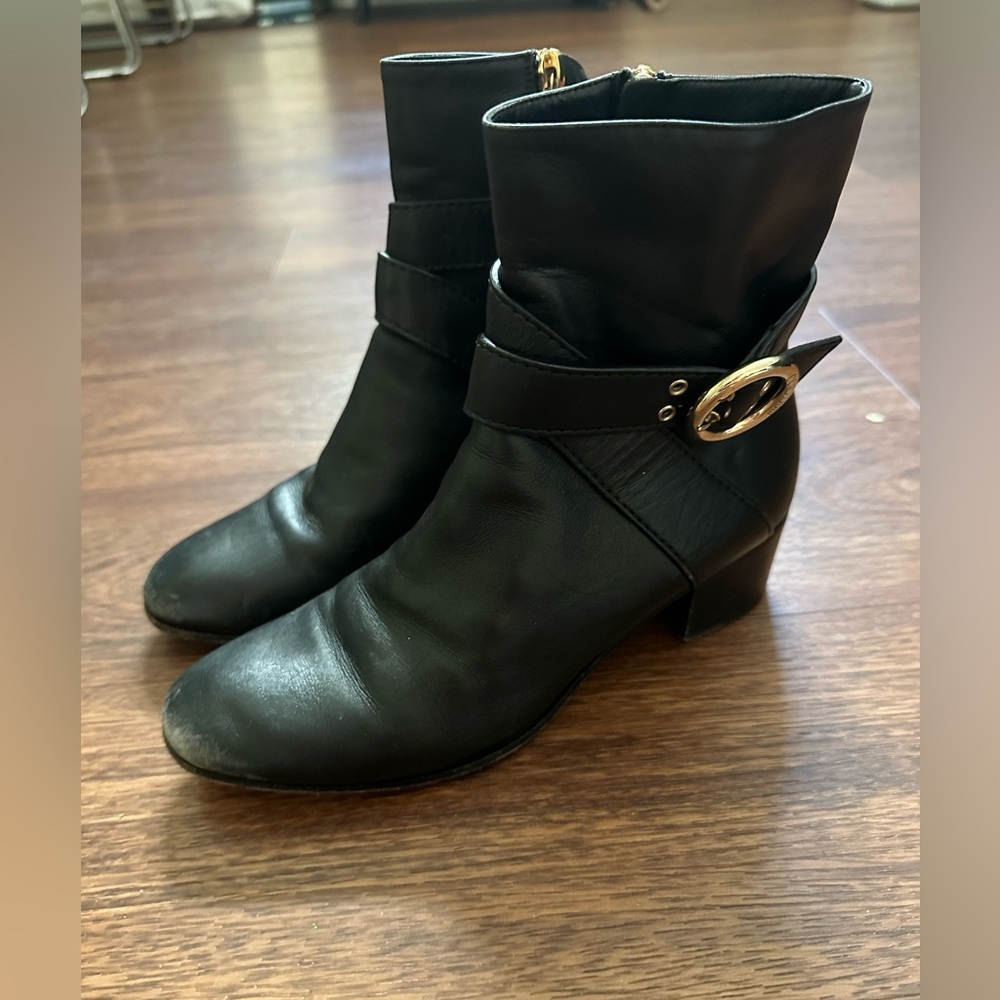 Jimmy Choo Black Ankle Boots with Buckle Detail Sz 7.5